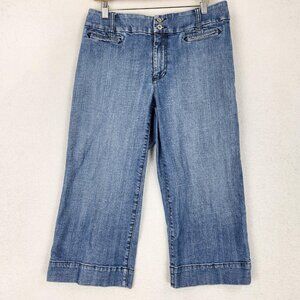 Chicos Jeans Womens 1 Blue 8 Platinum Straight Leg Crop Capri Mid Rise Denim